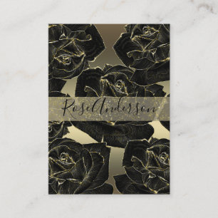 Carte De Visite Glam, Rose noir et or élégant chic classique