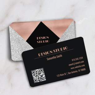 Carte De Visite Glam rose Parties scintillant or