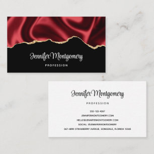 Carte De Visite Glam rouge foncé Satin foncé Design abstrait