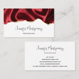 Carte De Visite Glam rouge foncé Satin foncé Design abstrait