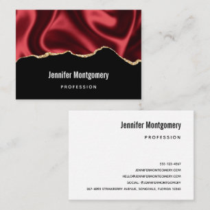Carte De Visite Glam rouge foncé Satin foncé Design abstrait