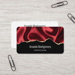 Carte De Visite Glam rouge foncé Satin foncé Design abstrait