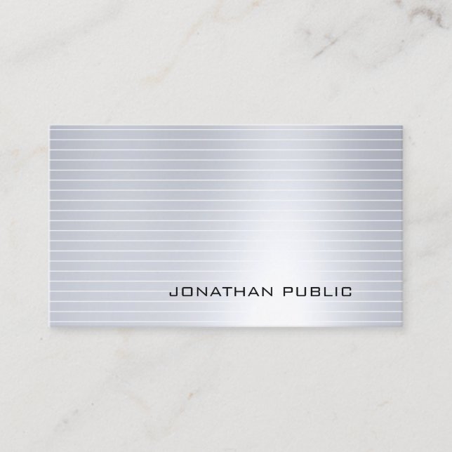 Carte De Visite Glam Silver Élégant Cool moderne professionnel Pla (Devant)