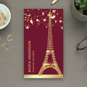 Carte De Visite Glam Stars Confetti Gold Foil Paris Tour Eiffel