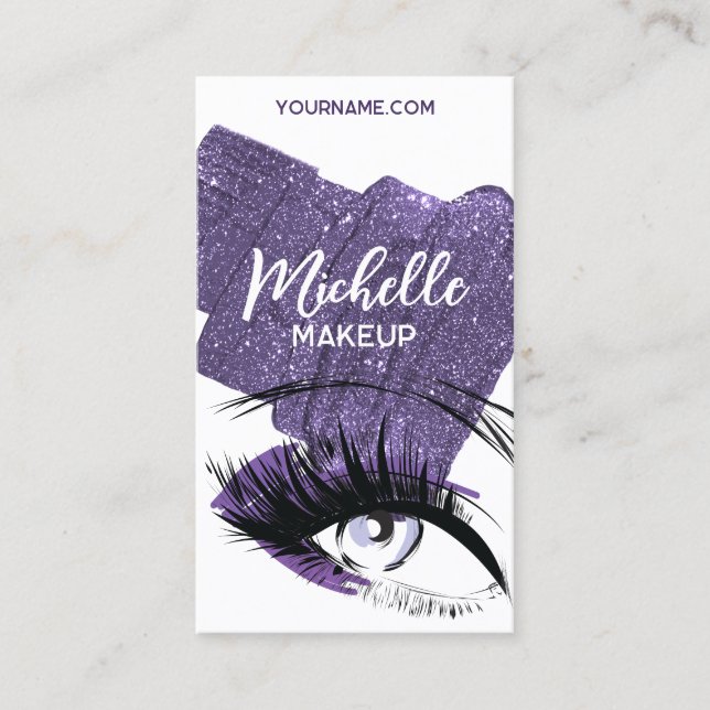 Carte De Visite Glam violet brillant brillant peintre maquillage d (Devant)