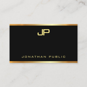 Carte De Visite Glamor Faux Gold Monogramme Moderne Élégant Modèle