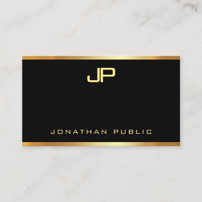 Carte De Visite Glamor Faux Gold Monogramme Moderne Élégant Modèle (Devant)