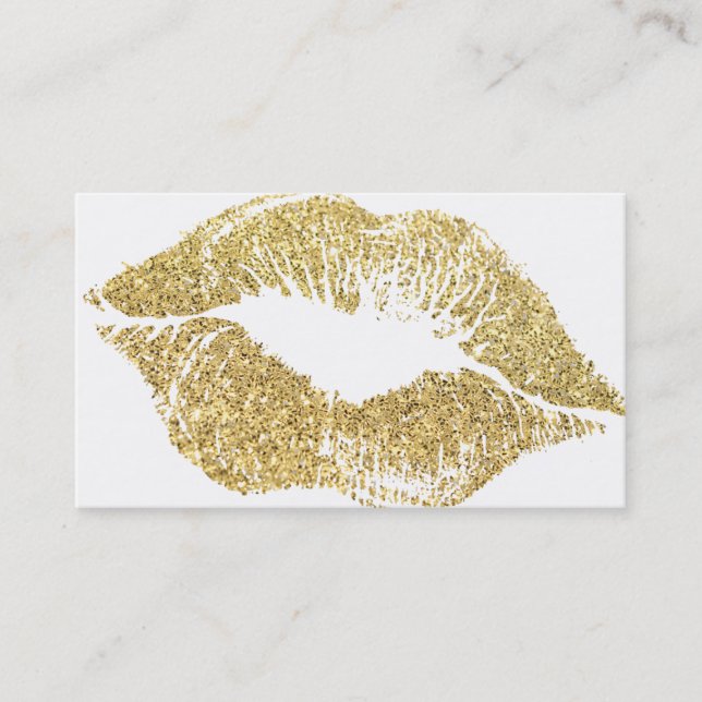 Carte De Visite Glamor Lipstick Kiss Parties scintillant or (Devant)