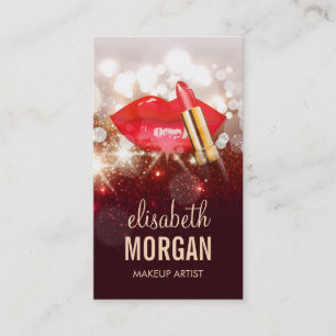 Carte De Visite Glamor Red Lips Gold Parties scintillant Sparkle m