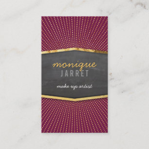 Carte De Visite GLAMOROUS or feuille art déco sunburst marron roug