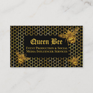 Carte De Visite Glamour Black Gold Queen Bee Événements Influenc