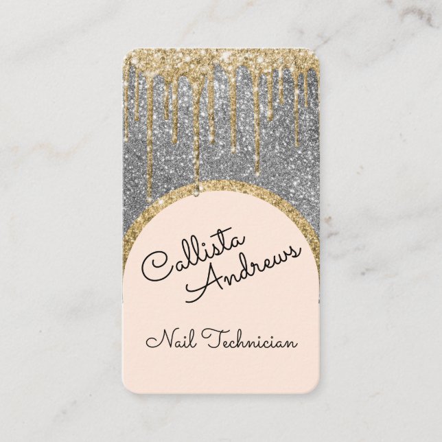 Carte De Visite Glamour Bling Silver Parties scintillant Driver Na (Devant)