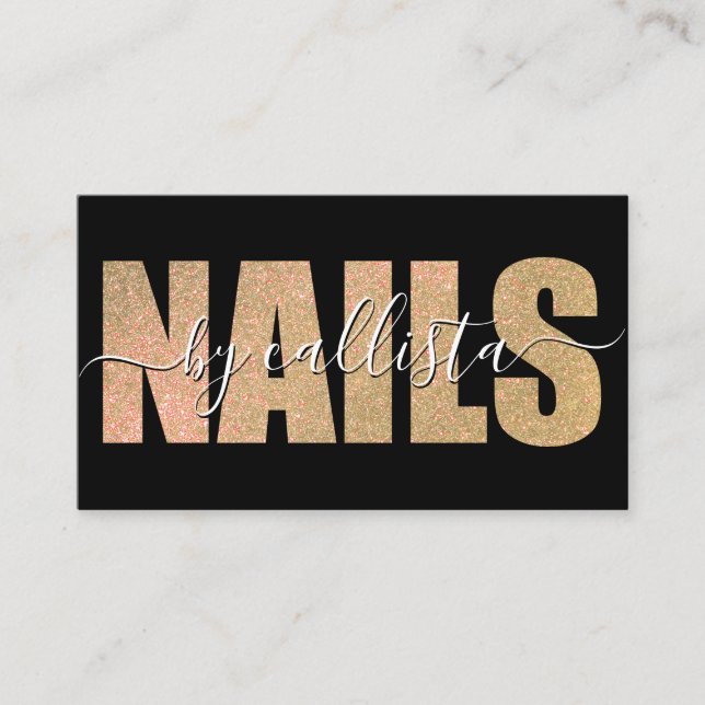 Carte De Visite Glamour Chic Gold Parties scintillant Typographie  (Devant)