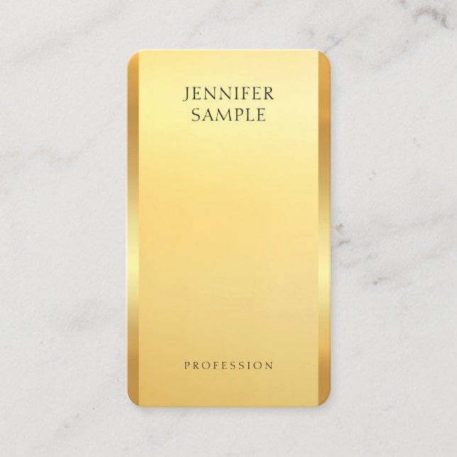 Carte De Visite Glamour Faux Or Moderne Professionnel Élégant (Devant)