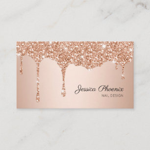 Carte De Visite Glamour moderne ORANGE Rose Gold Glitzer baisse
