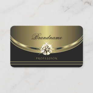 Carte De Visite Glamour Or gris foncé avec pierres de Rhinestones