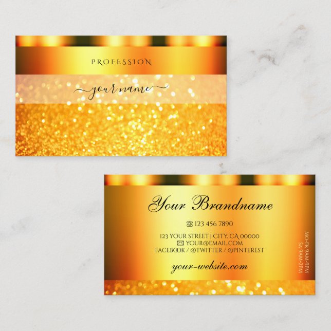 Carte De Visite Glamour Orange Sparkle Parties scintillant Luxe Ch (Devant / Derrière)