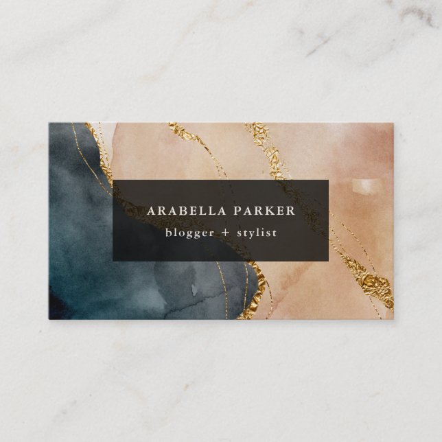 Carte De Visite Glamour peint le soir| Faux Gold et Neutral (Devant)