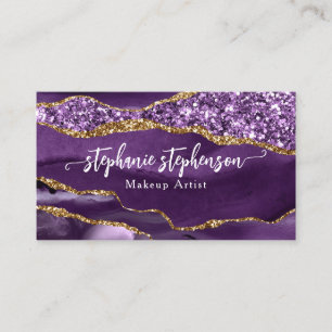 Carte De Visite Glamour Violet Paillettes Agate Styliste Mode Mode