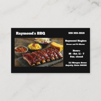 Carte De Visite Glazed barbecued ribs with side dishes