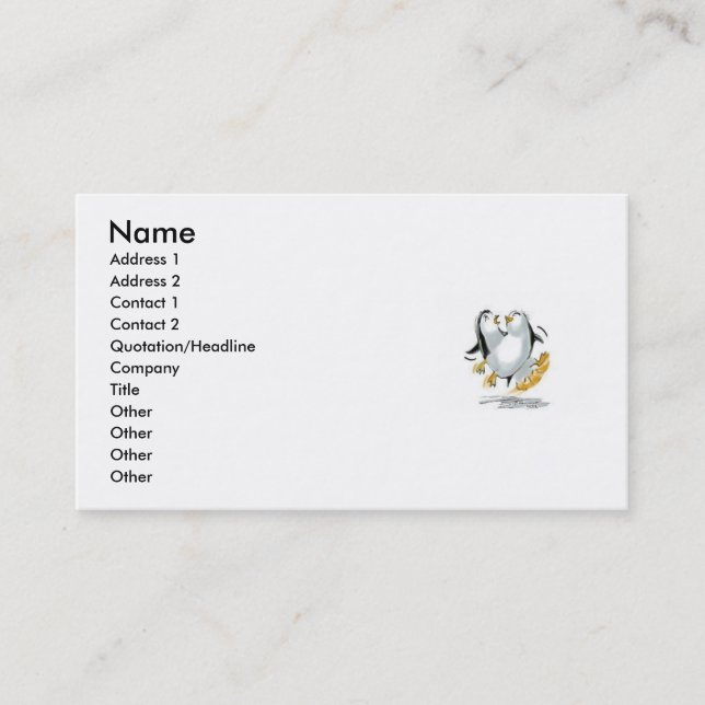 Carte De Visite glissement de pingouins (Devant)