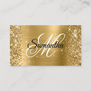 Carte De Visite Glitter Gold Foil Fancy Monogramme Profil en ligne