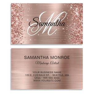 Carte De Visite Glitter Rose Or huile Fancy Monogramme