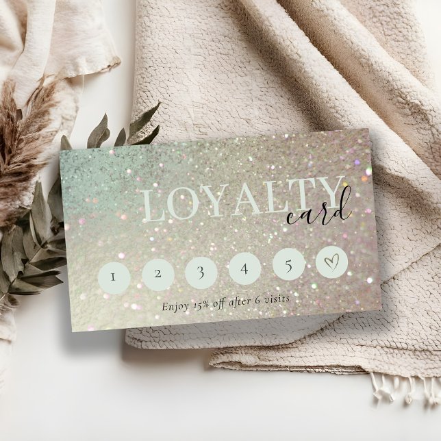 Carte De Visite Glitter Vert Rose Aqua S 6 Punch Loyauté (Créateur téléchargé)