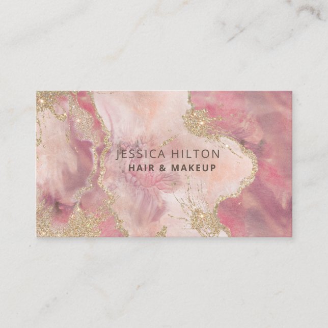 Carte De Visite Glitterie or pastel abstrait lessive à l'aquarelle (Devant)