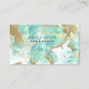 Carte De Visite Glitterie or pastel abstrait lessive à l'aquarelle