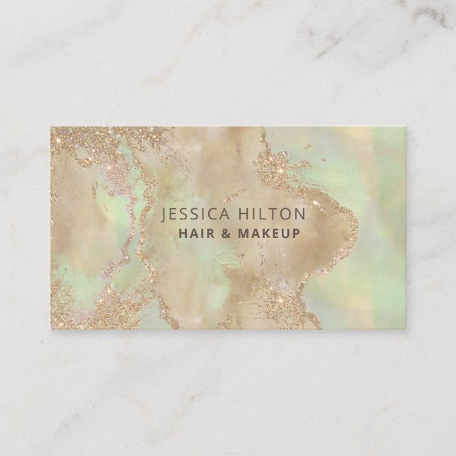 Carte De Visite Glitterie or pastel abstrait lessive à l'aquarelle (Devant)