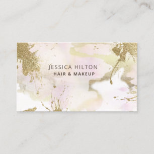 Carte De Visite Glitterie or pastel abstrait lessive à l'aquarelle