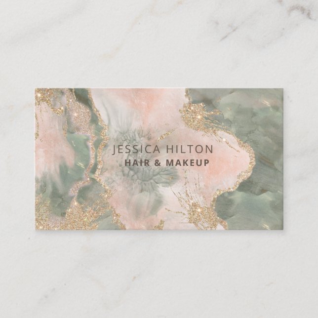 Carte De Visite Glitterie or pastel abstrait lessive à l'aquarelle (Devant)