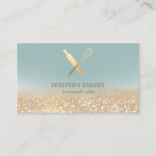 Carte De Visite Glitterie or rouleau pin whisky chef boulangerie