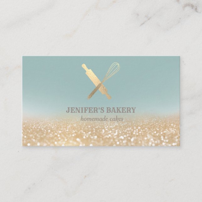 Carte De Visite Glitterie or rouleau pin whisky chef boulangerie (Devant)