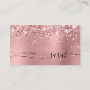 Carte De Visite Glitterie rose or glam signature élégante