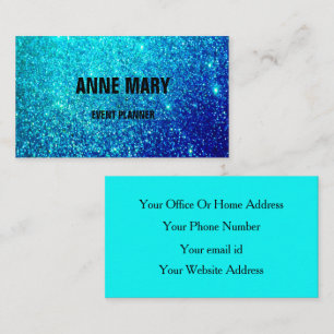 Carte De Visite  Glittery Turquoise Bleu coloré Mariage Planifica