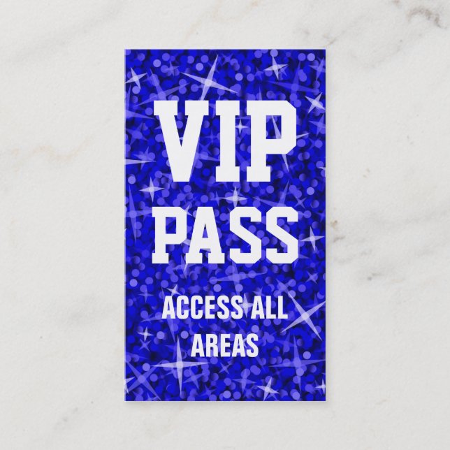 Carte de visite Glitz Dark Blue 'VIP PASS' (Devant)