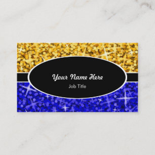 Carte De Visite Glitz Mix "Or" Bleu foncé noir oval entreprise
