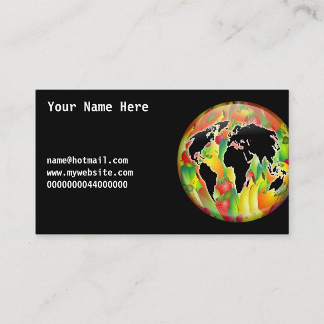Carte De Visite Globe de fruit, votre nom ici, (Devant)
