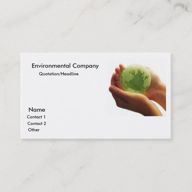 Carte De Visite globe-green-hand_world, Environmental Company,… (Devant)