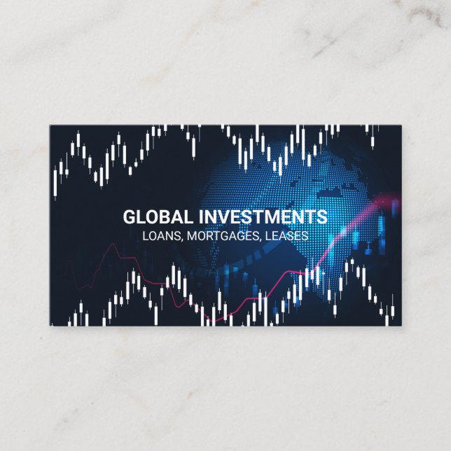 Carte De Visite Globe numérique | International | Finances stocks (Devant)