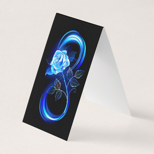 Carte De Visite Glowing infinity with blue rose (Devant)