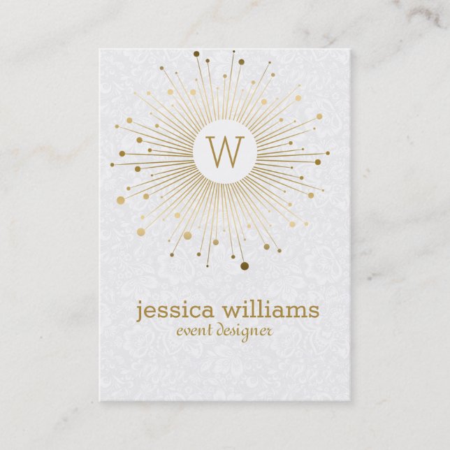Carte De Visite Gold Abstrait Star Damas blancs (Devant)