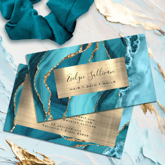 Carte de visite Gold Agate turquoise