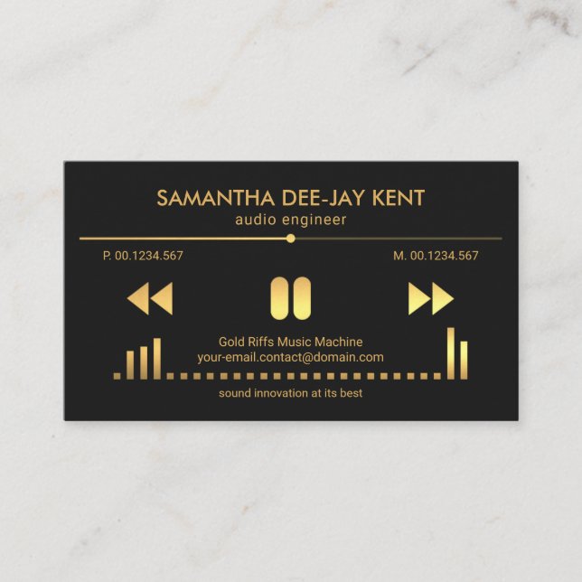 Carte De Visite Gold Audio Display Panel Sound Engineer Deejay  (Devant)