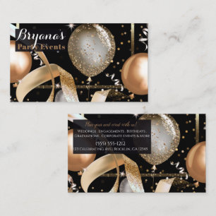 Carte De Visite Gold Balloons Chic Black Party
