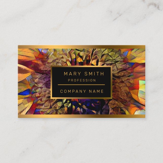 Carte De Visite Gold Big Sun Sunflower Elegance Collection (Devant)