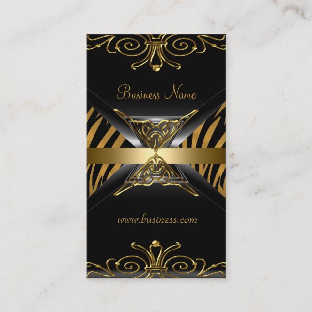 Carte De Visite Gold Black Gold Art Déco Zebra Stria (Devant)