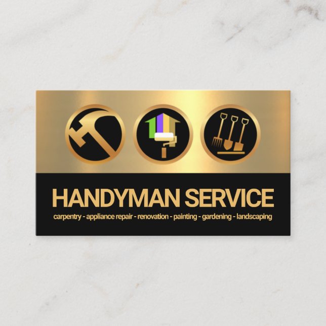 Carte De Visite Gold Black Layers Handyman Outils Icons Builder (Devant)